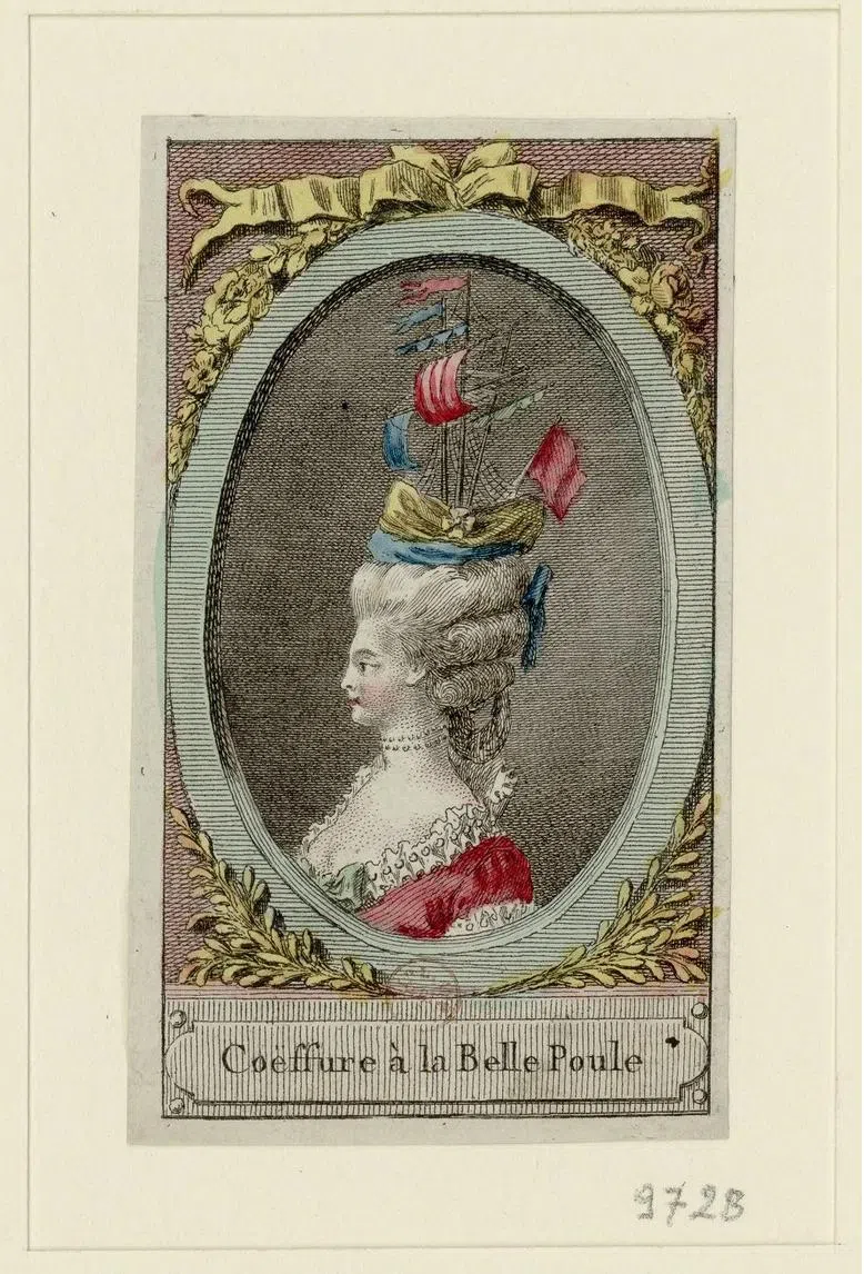 18世纪贵妇风靡的船艇发型。（Gallica Bibliothèque Nationale de France图片）