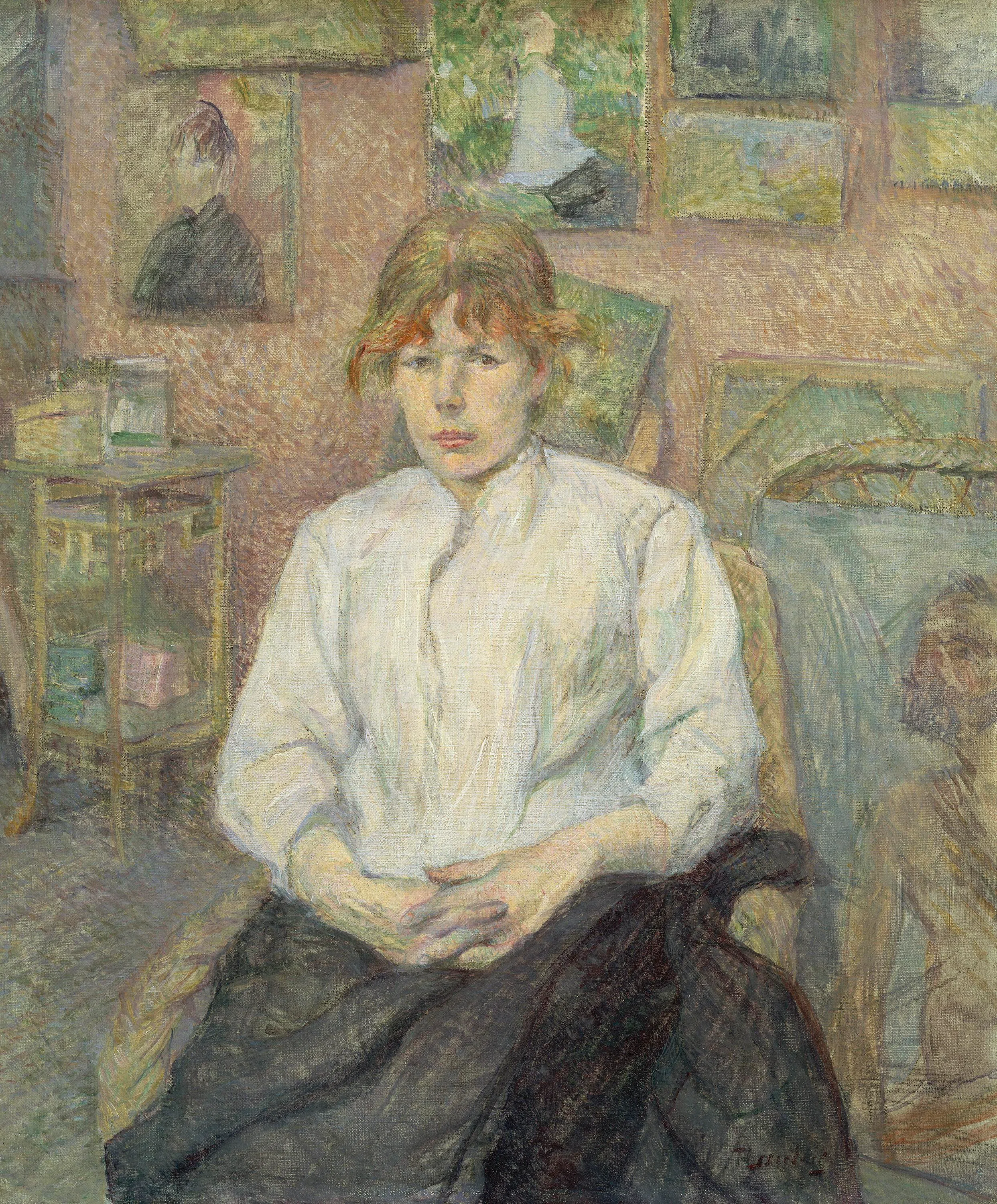 亨利·德·图卢兹·洛特列克（Henri de Toulouse Lautrec）油画《卡门·戈丹在艺术家工作室》（1888）。（波士顿美术馆提供）