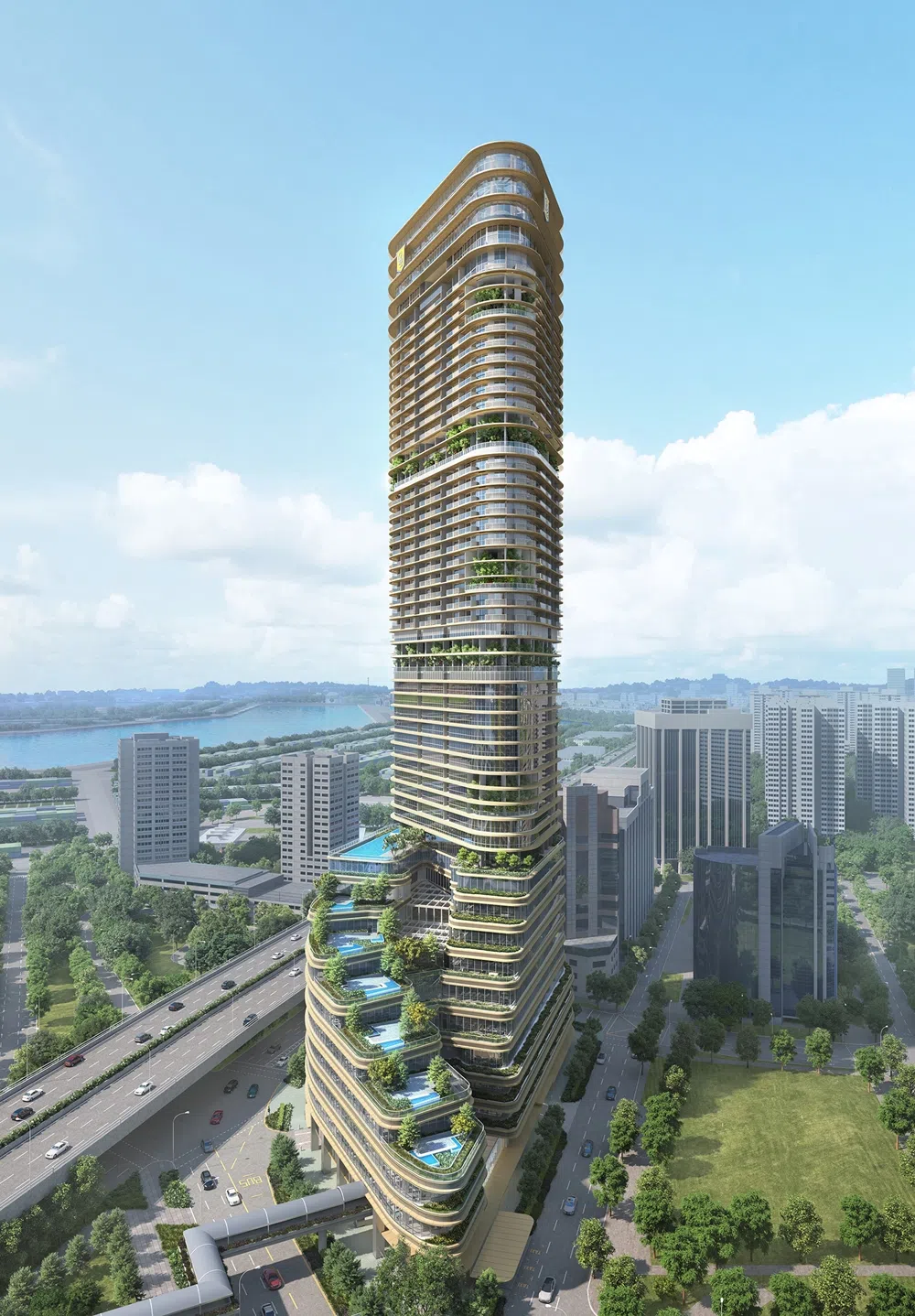 目前正在安顺路兴建的铂海综合大厦（Newport Plaza），节能设备每年可省下约45万元，因此成为首个获得建设局绿色建筑标志白金超低能耗标准的项目。（构想图/城市发展提供）