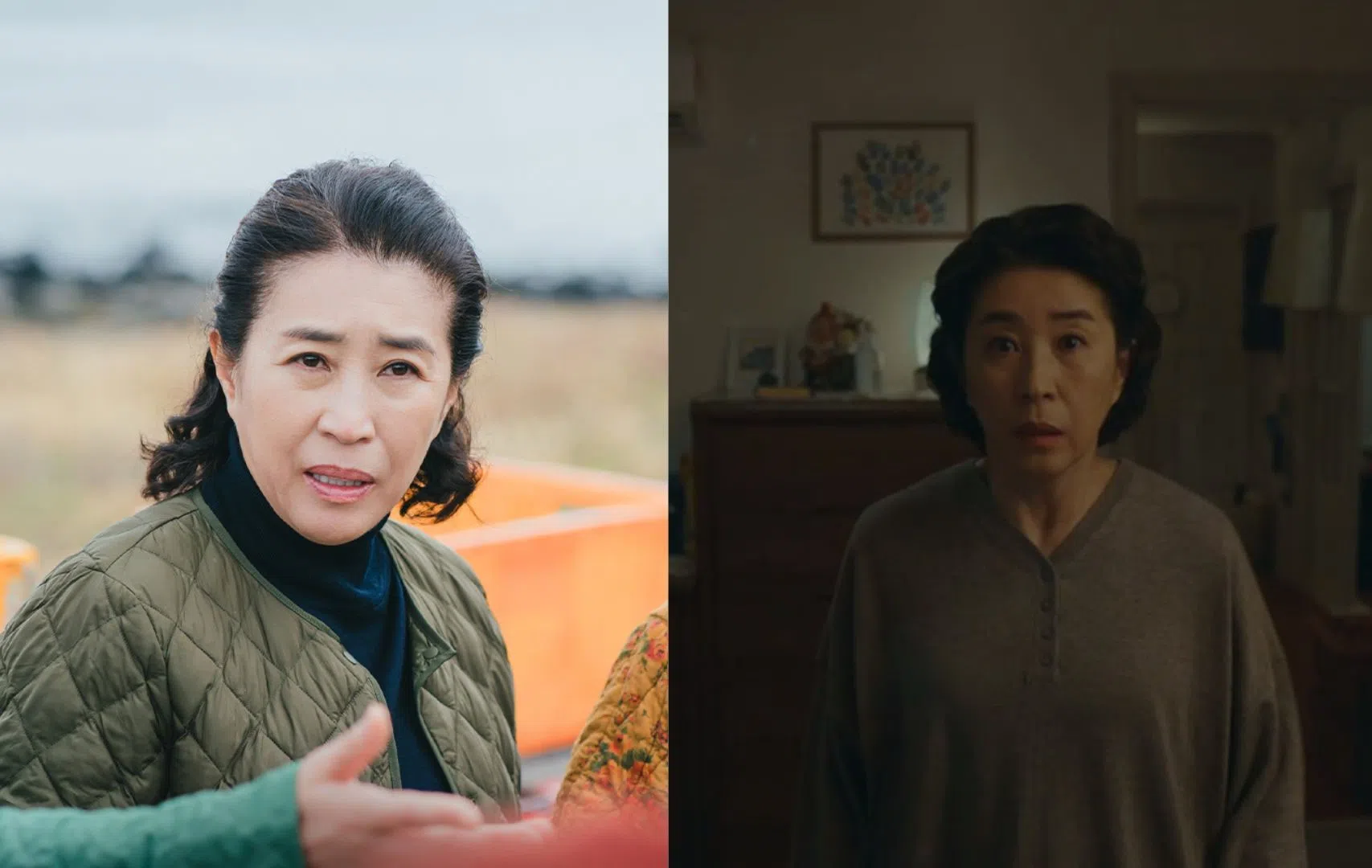 金美京在近期的好几部热门韩剧《欢迎回到三达里》（左）和《死期将至》（右）饰演母亲的角色。（互联网）