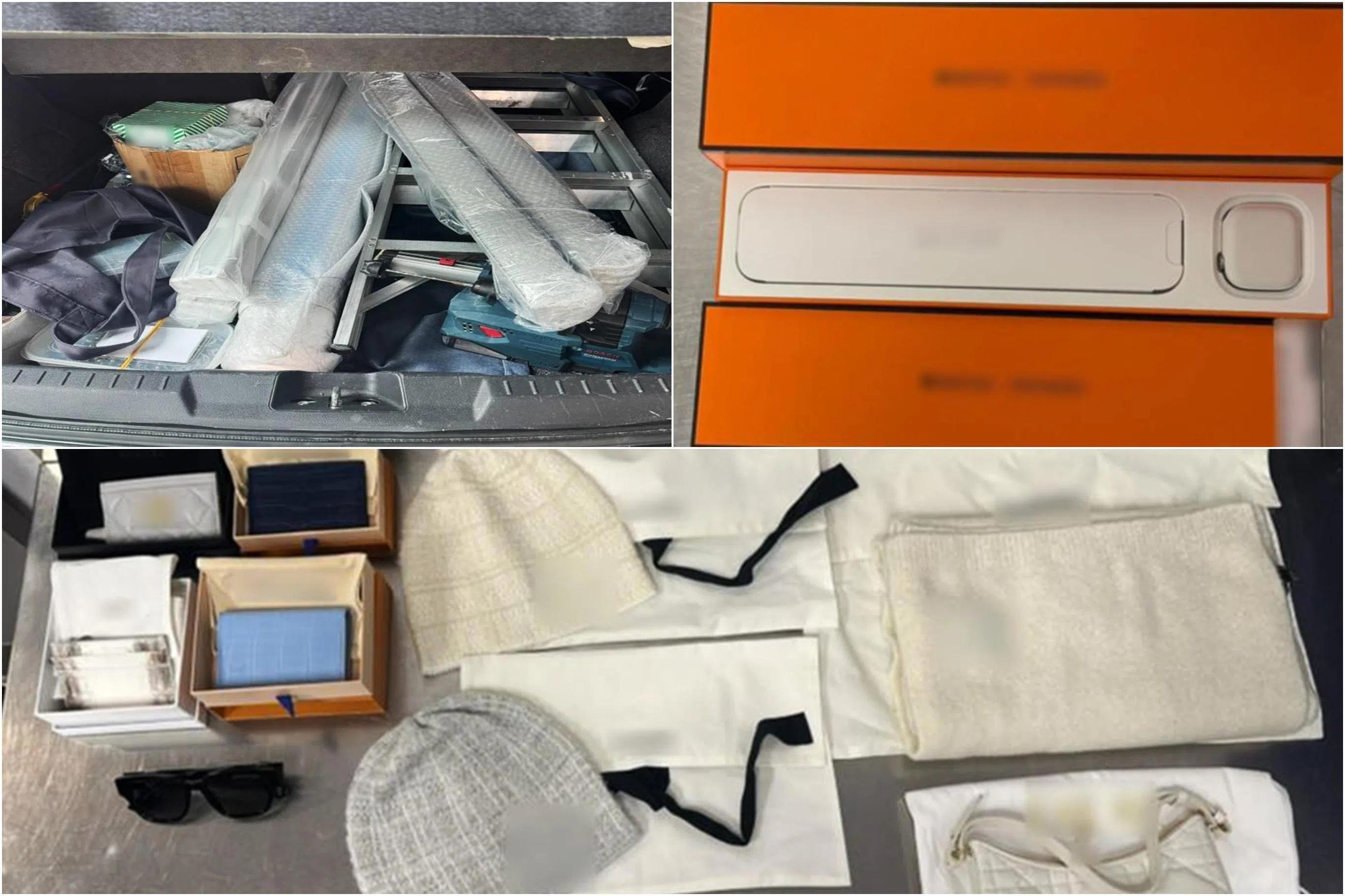 被查获未申报的物品包括百叶窗、智能手表和奢侈品。（新加坡关税局提供）