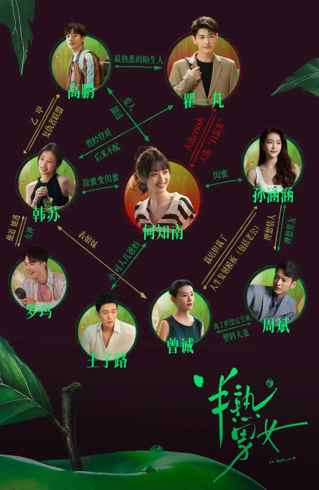 一张关系图看清楚几个男女角色错杂复杂的情感关系。（互联网）