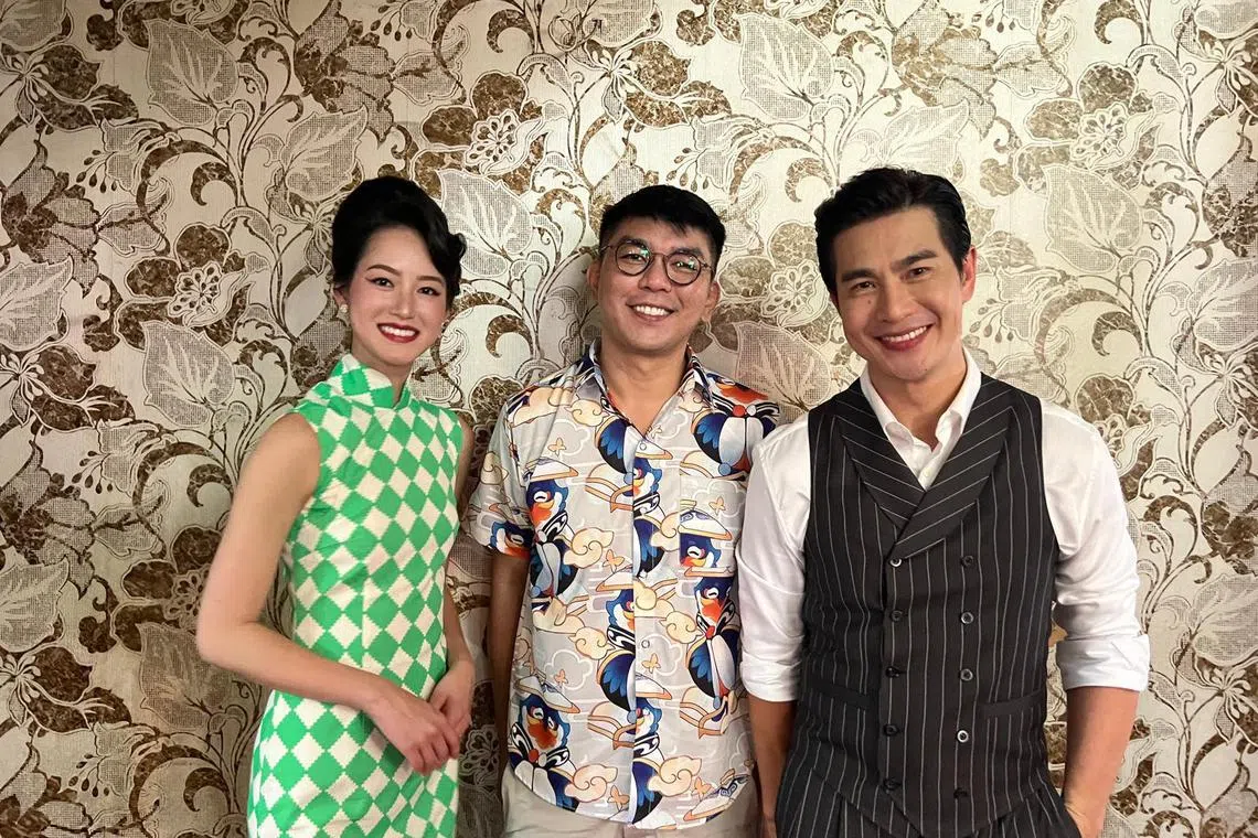 陈子谦（中）执导的公益短片找来新加坡模特儿陈佳乐（左）和方展发（右）主演。（陈子谦提供）