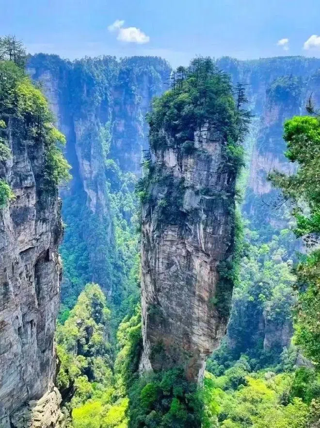 乘百龙电梯登上袁家界，探访《阿凡达》外景拍摄地——哈利路亚山。（中欧航旅提供）