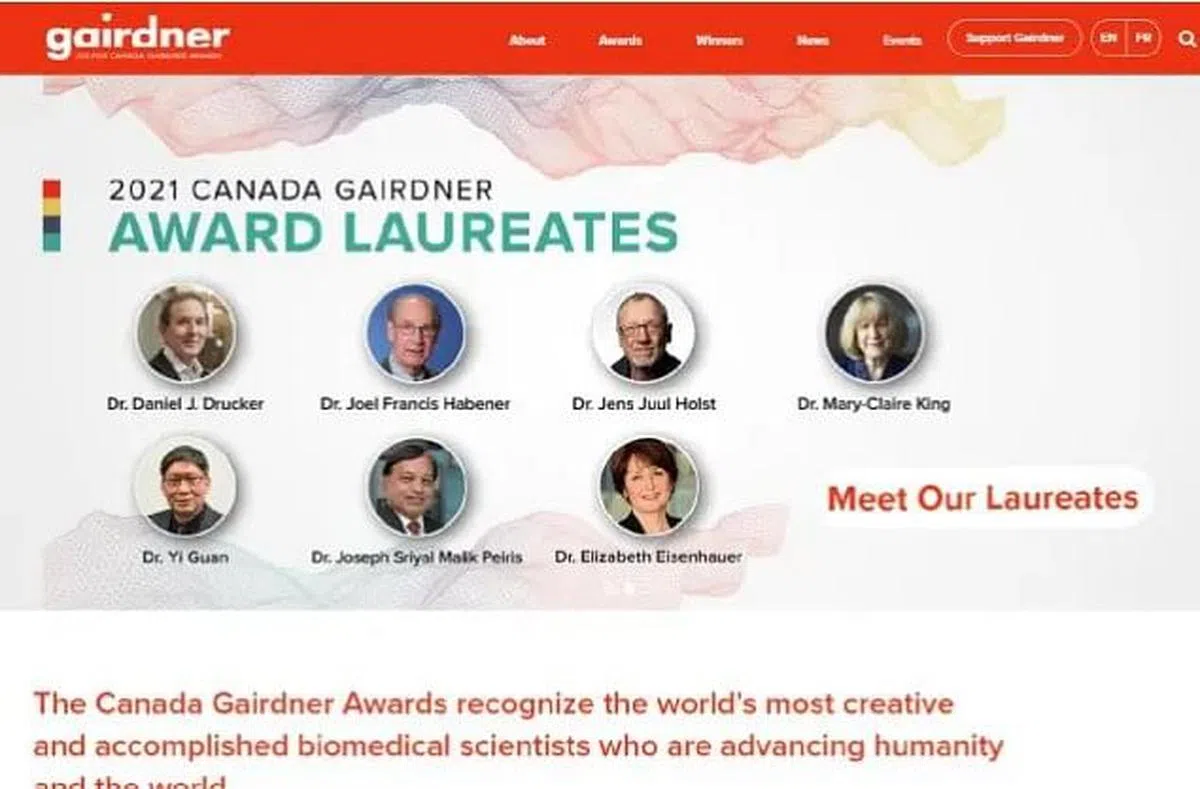 管轶去年4月获得了有“小诺贝尔奖”之称的盖尔德纳全球卫生奖。（官网）