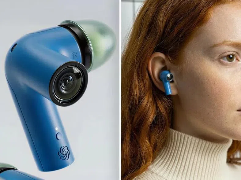 （概念图）在耳机上加入前置摄像头，增加视听一体功能。（互联网）