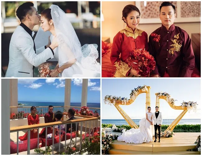 安以轩与陈荣炼在夏威夷结婚，婚礼长达4天3夜。（取自微博）