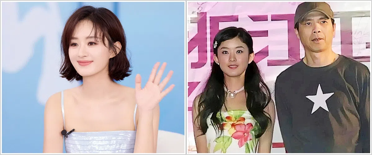 赵丽颖（左）参加选秀活动《雅虎搜星》并成为冯小刚组冠军（右），从此开启了演艺之路。（取自艺人工作室微博、互联网）