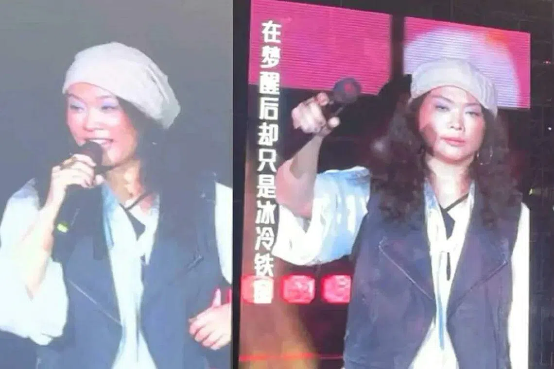 许美静在表演时，台下传出“退票”声浪。（互联网）