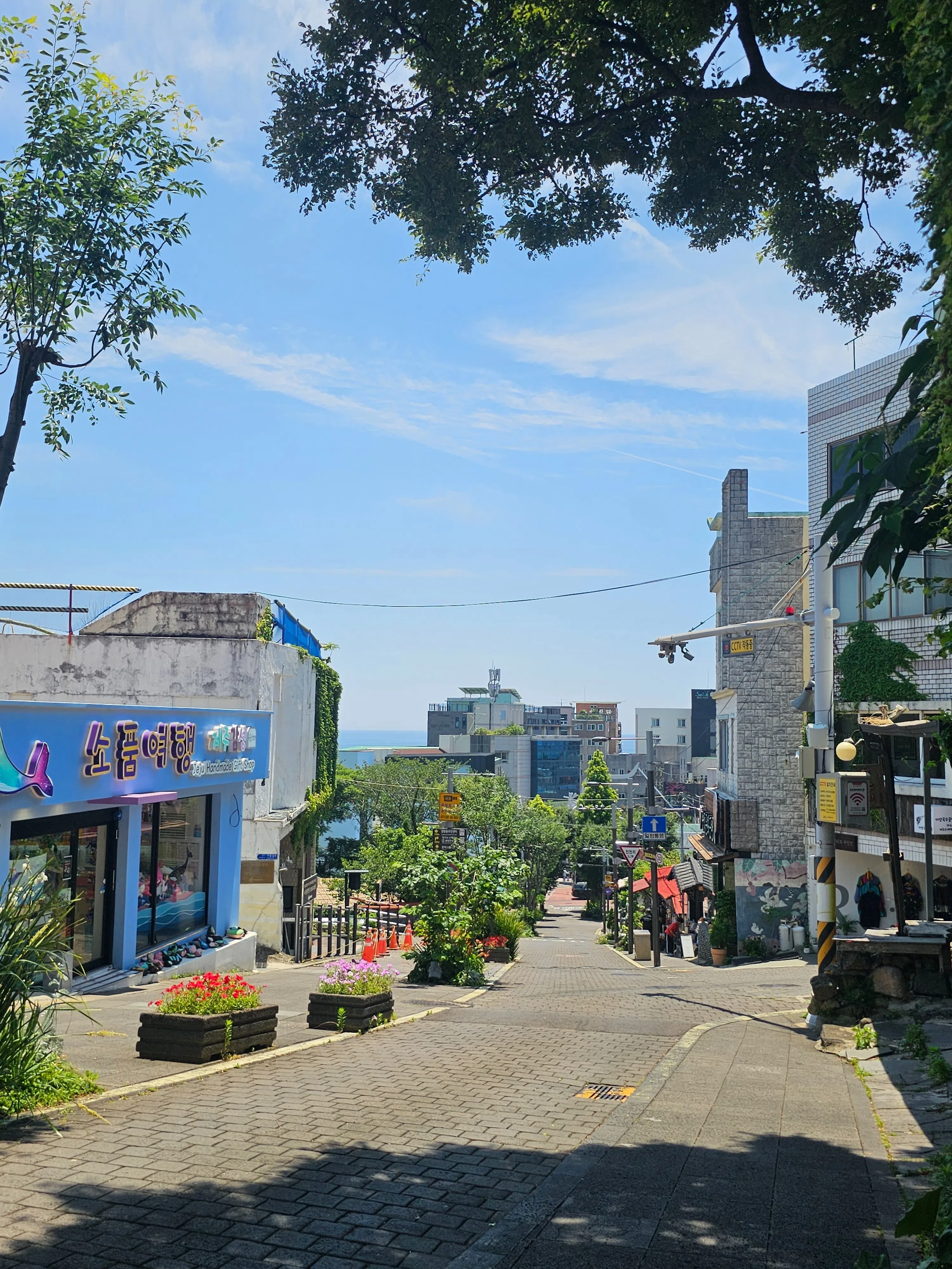 在艺术气息浓厚的李仲燮文化步行街漫步、观赏、购买手工艺术品。（作者摄）