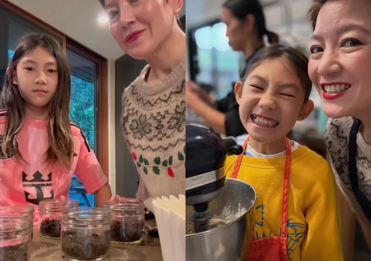 陈冠希女儿Alaia和姑妈温馨过节。（互联网）