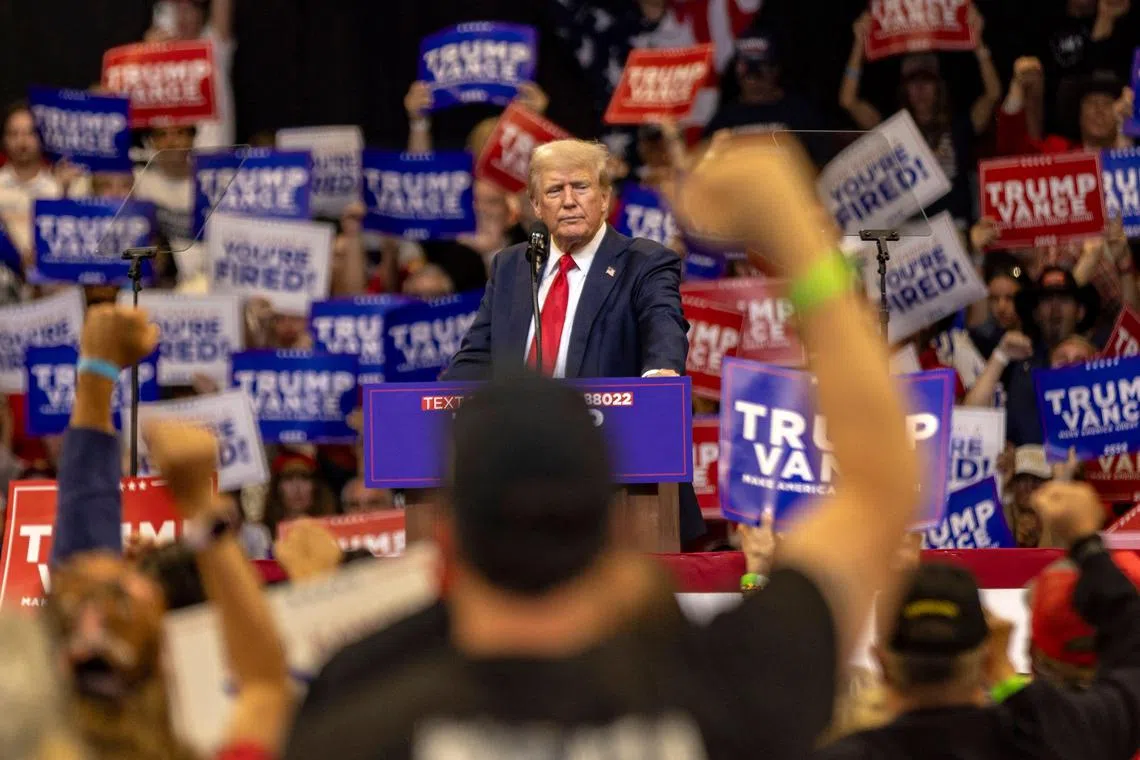 共和党总统候选人特朗普星期五（8月9日）在蒙大拿州举行竞选集会。（法新社）