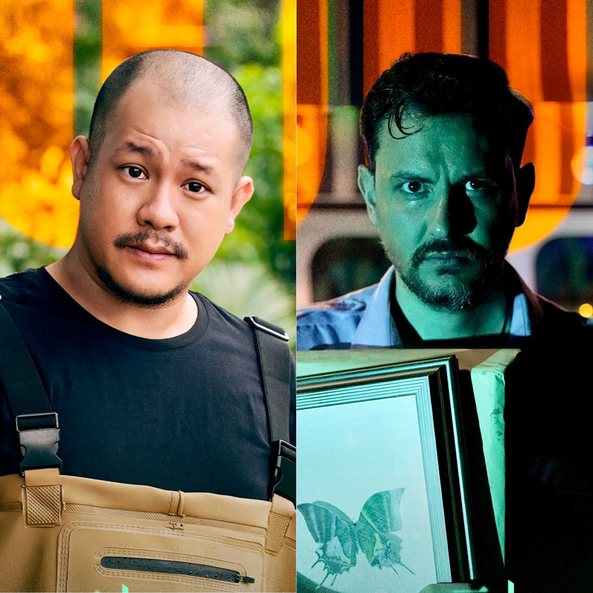 在第一个单元中，泰国演员天力（左）和西班牙演员Lewis分饰演前警员派吞、印度德士司机乔普拉。（取自破茧官微）