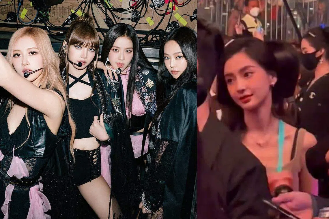 Angelababy（右图）在澳门看BLACKPINK（左图）演唱会挨轰。（互联网）
