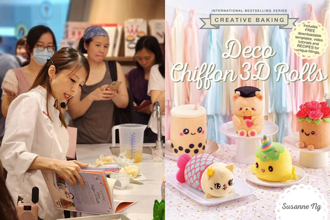 最近出版第五本烘焙书“Creative Baking: Deco Chiffon 3D Rolls”的本地烘焙师黄珊珊认为，出书后可办活动，拉近读者距离，交流讨论书籍内容。（受访者提供）