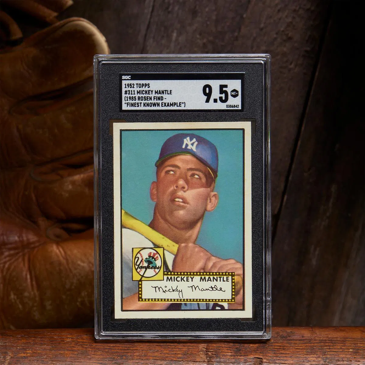 “Topps”于1952年发行的纽约洋基传奇棒球星曼托（Mickey Mantle）球员卡是目前世上最贵的收藏卡片。(图/Heritage Auction提供）。