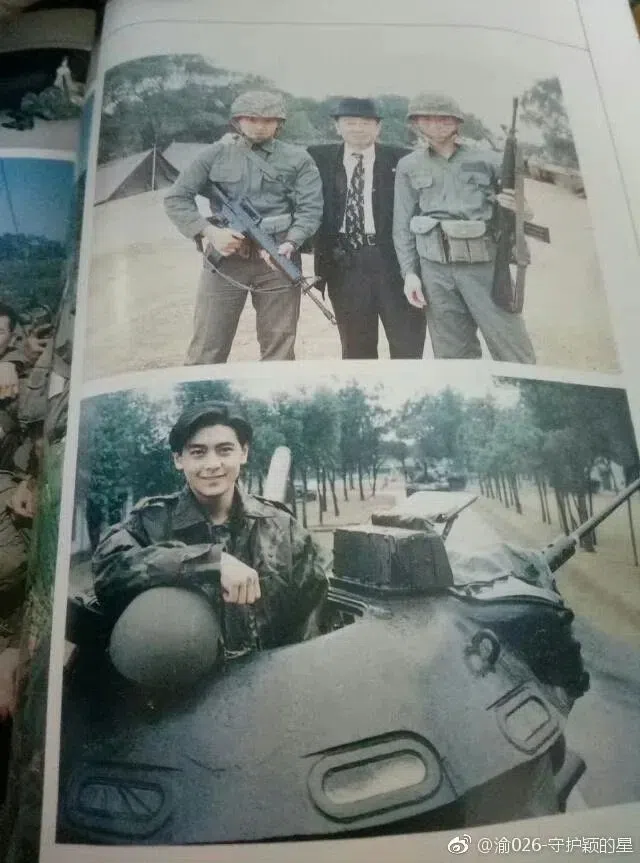 林志颖（上图左一，下图）当年在事业高峰毅然入伍。（互联网）