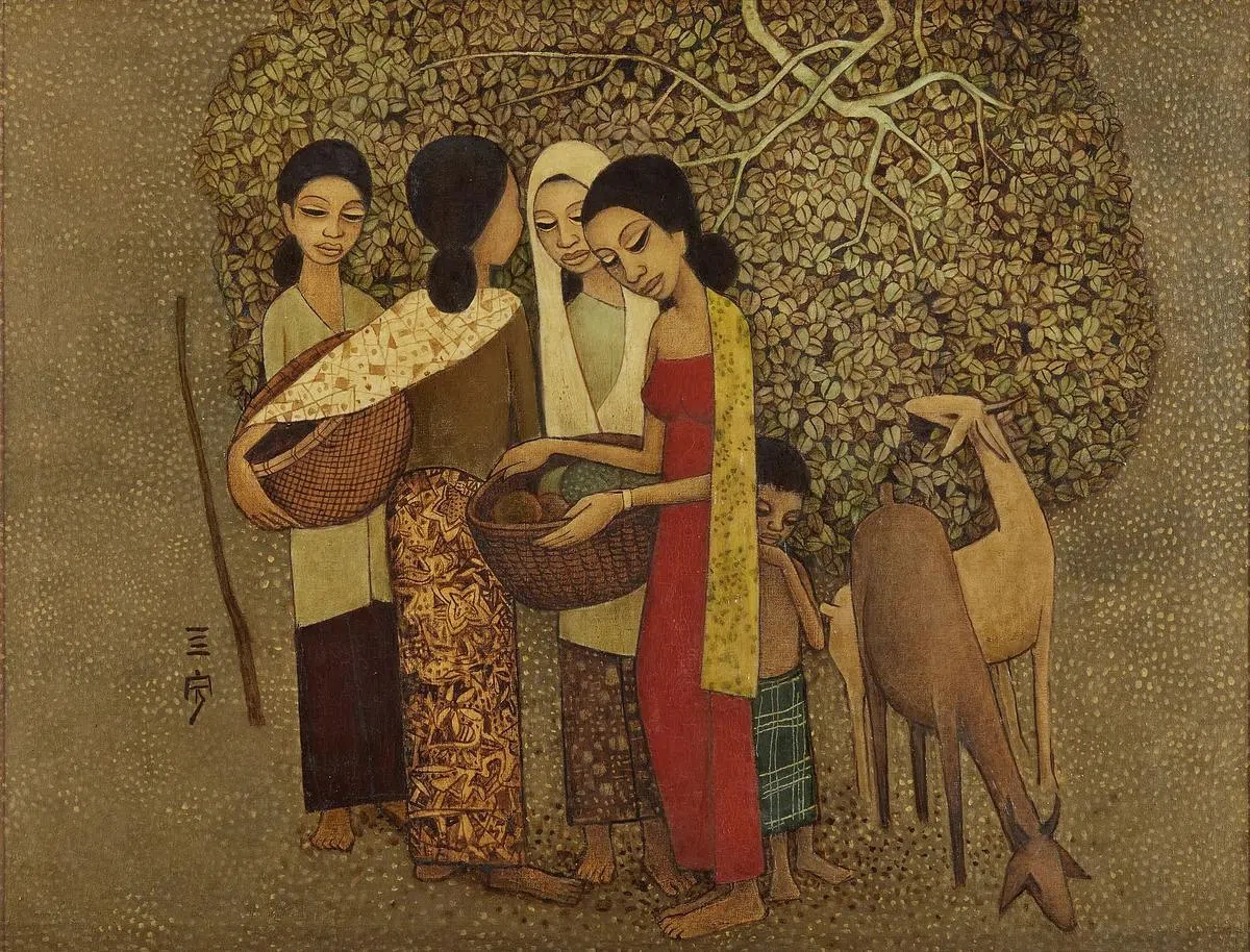 佳士得香港秋季晚间拍卖焦点拍品：新加坡画家钟四宾（泗滨）油画《归途》（1975）。（图片由佳士得提供）