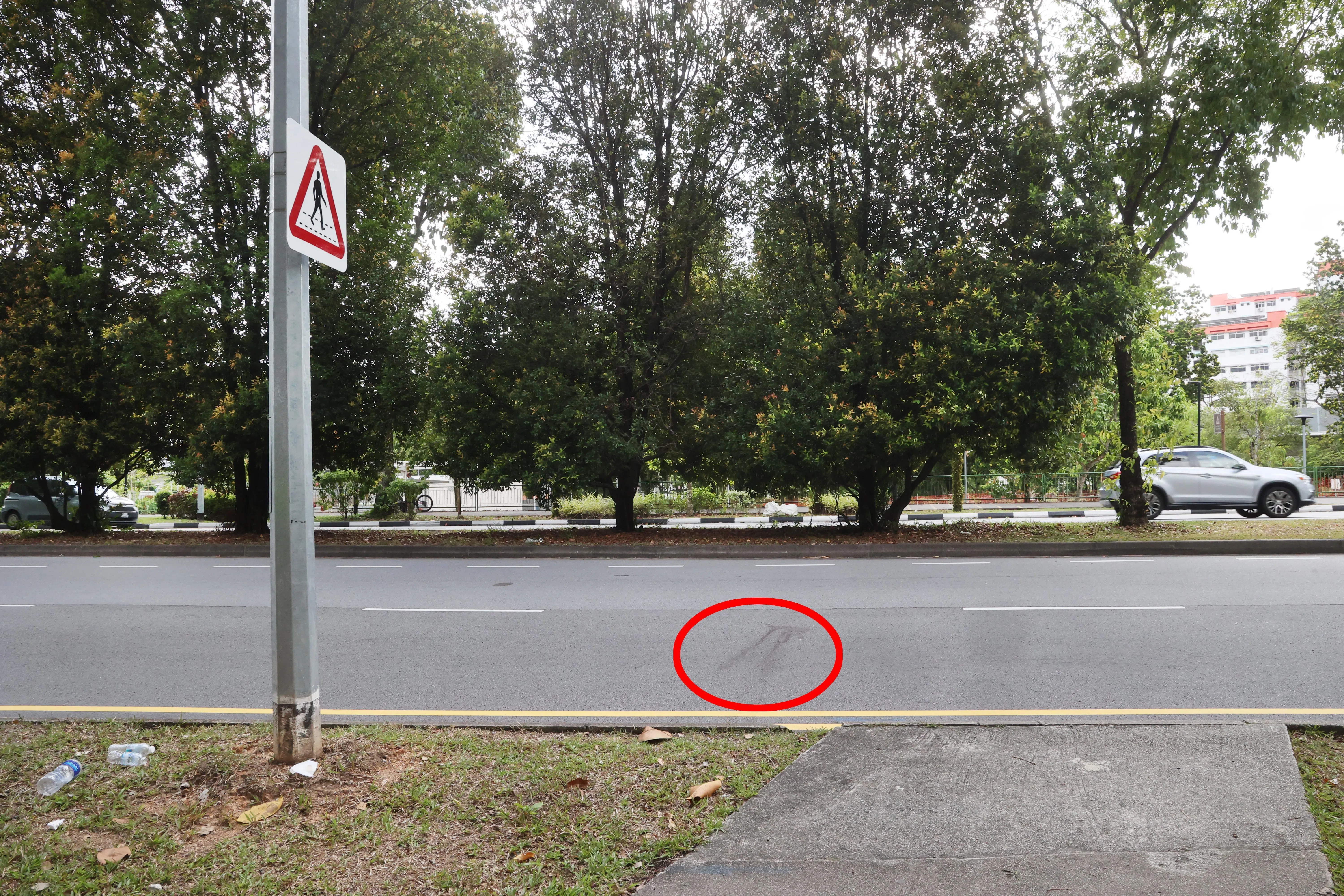 车祸地点在蔡厝港通道，现场事后留下血迹。（档案照片）