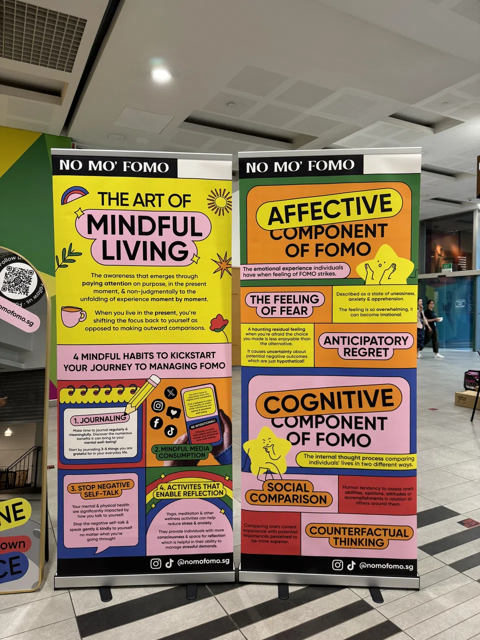 FOMO会导致人们过分关注他人生活，与他人比较，产生不切实际的期望，及逐渐丧失自我认同感。图为提高人们对FOMO认识的路演活动海报。（受访者提供）