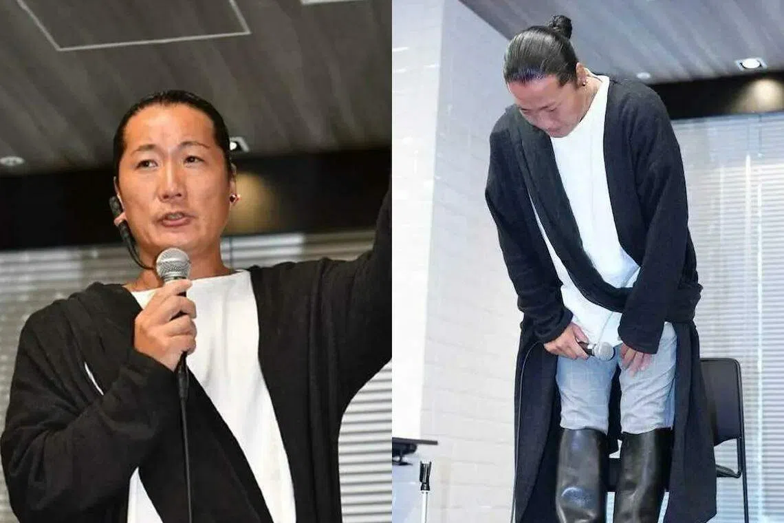 Candle JUNE在记者会上鞠躬代替广末凉子道歉。（互联网）