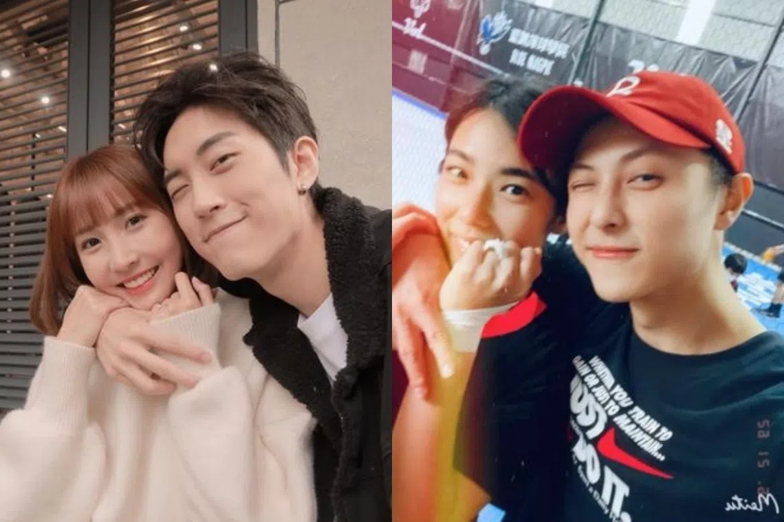 左图是粿粿和范姜彦丰晒出的求婚照，右图是王子和宇宙的合照，你看得出两张照片的相似处吗？（互联网）