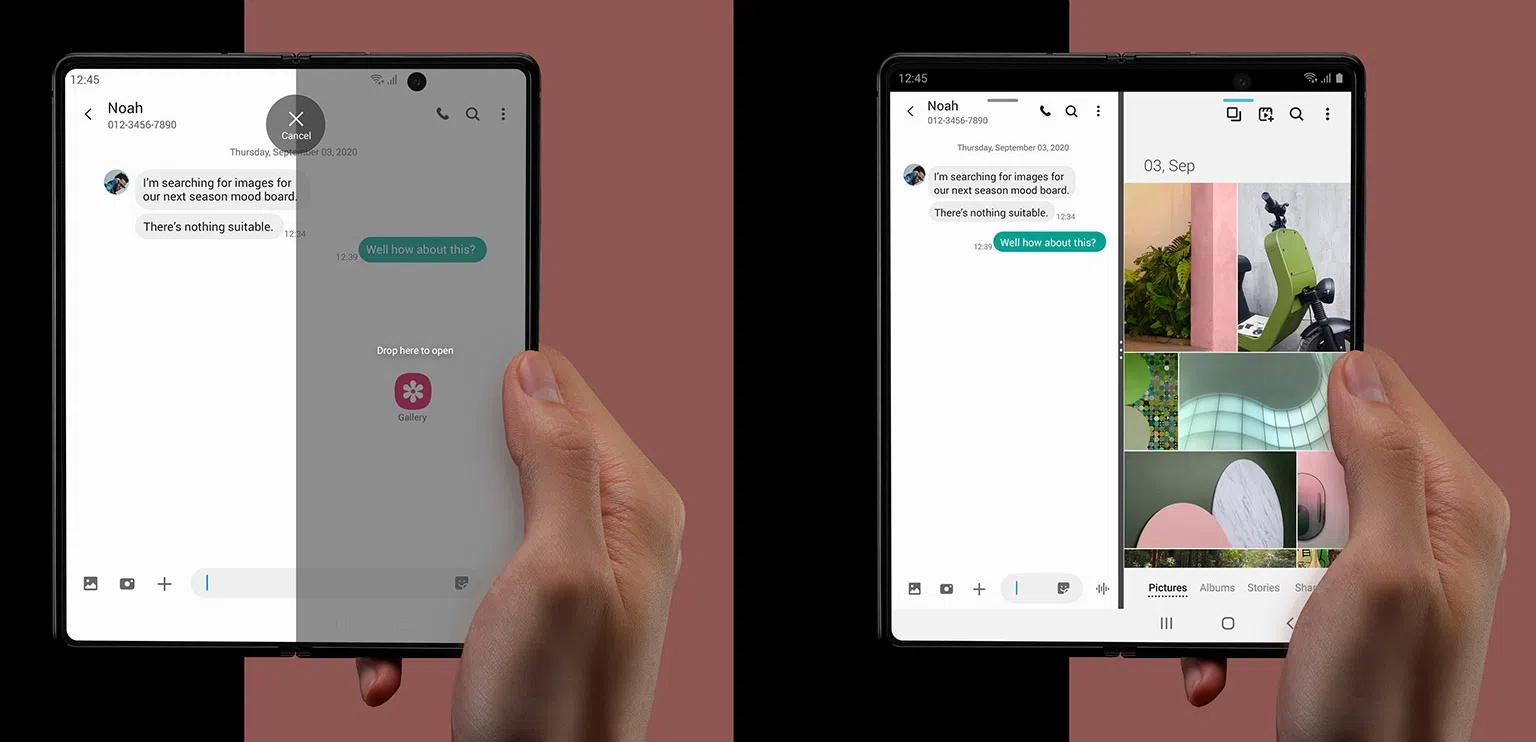 折叠手机开启后能扩大介面，是生产力和创作的好帮手。（图/三星提供）