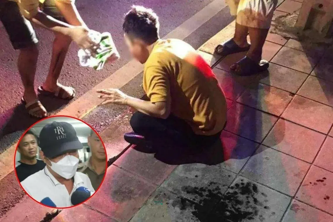 狮城客和两名泰国友人庆生，结果其中一名泰国友人遭德士司机袭击。 （取自网络）