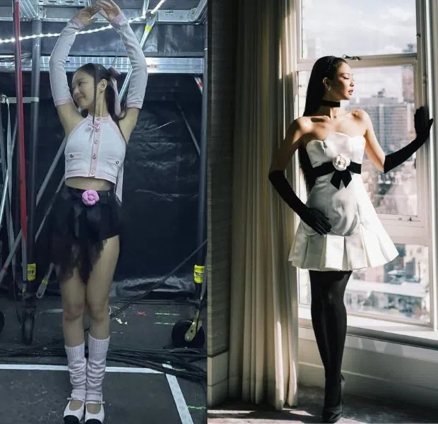 Jennie的“芭蕾风”（左图）和“小香风”穿搭都非常知名。（取自Jennie IG）