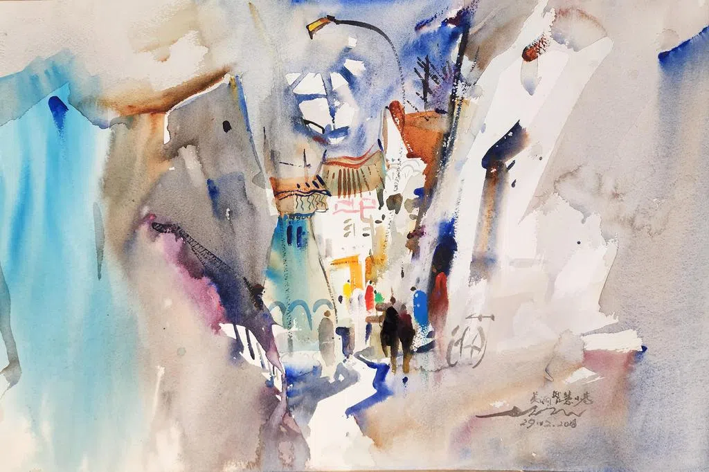 林辉忠水彩画个展转化风景融入墨韵| 联合早报