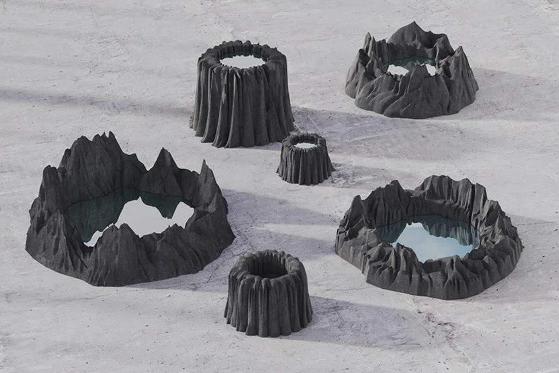 Richard Yasmine与米兰创意公司5Vie Milano合作的蛮荒造型家居装置Silent Hollows。（5Vie Milano与 Richard Yasmine提供）