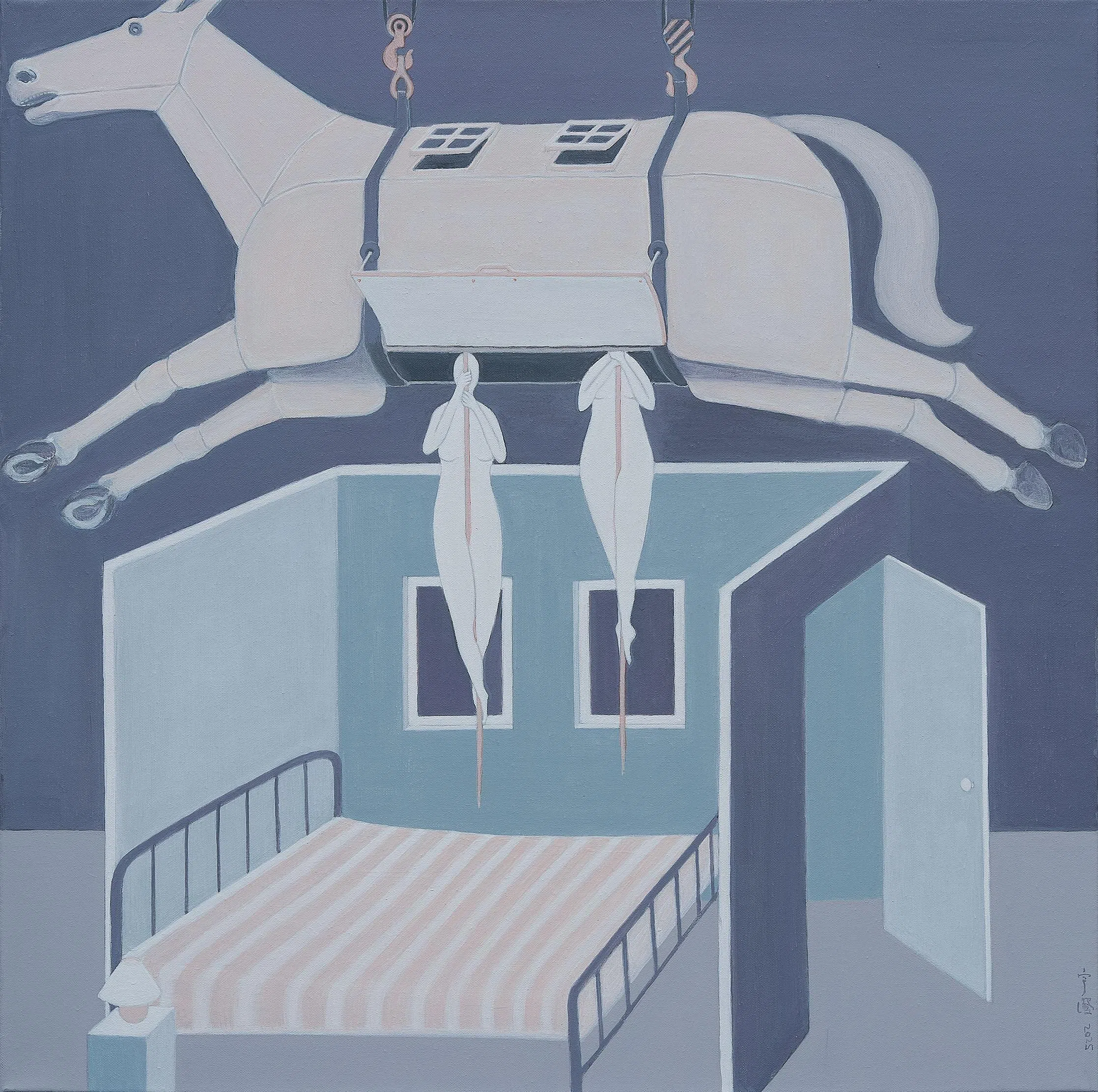 马是金宇澄超现实奇幻画作中的主题之一。（金宇澄提供）