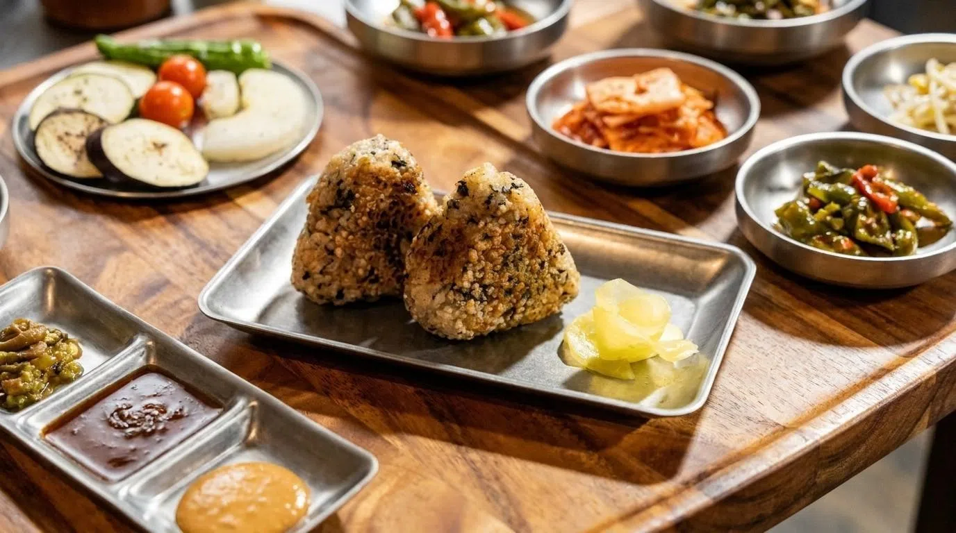 松鸡屋的烤饭团，带有飞鱼卵的鲜咸风味。（餐馆提供）