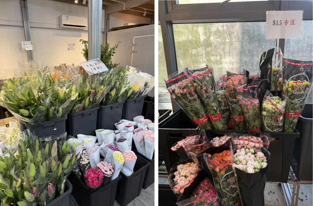 Tin Tin的鲜花选择包括太阳花、紫阳花、玫瑰花、康乃馨和百合花等。（陈映蓁摄）