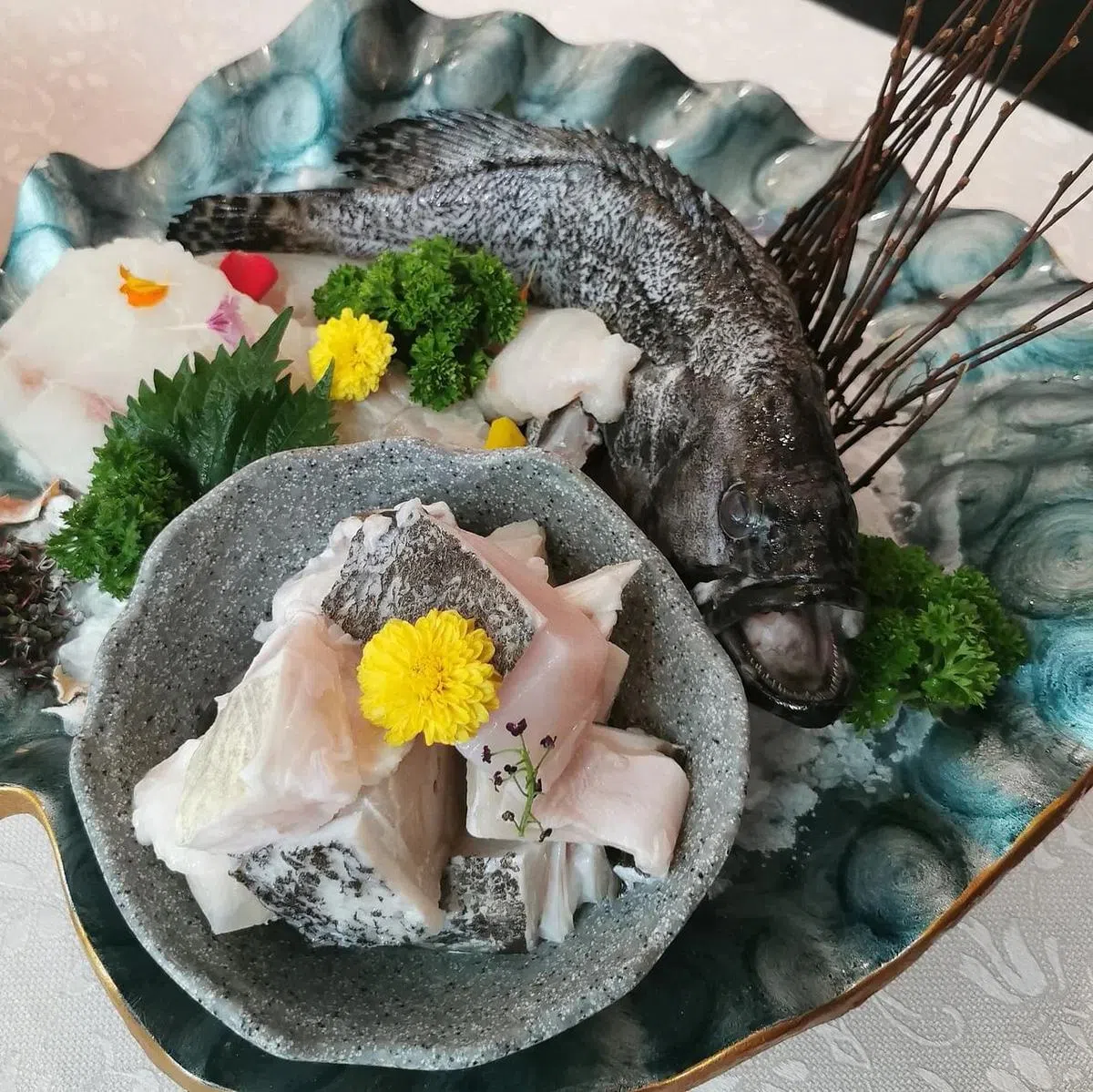 Hai Sushi推出以台湾有机石斑鱼为主题的套餐。（陈爱薇摄）