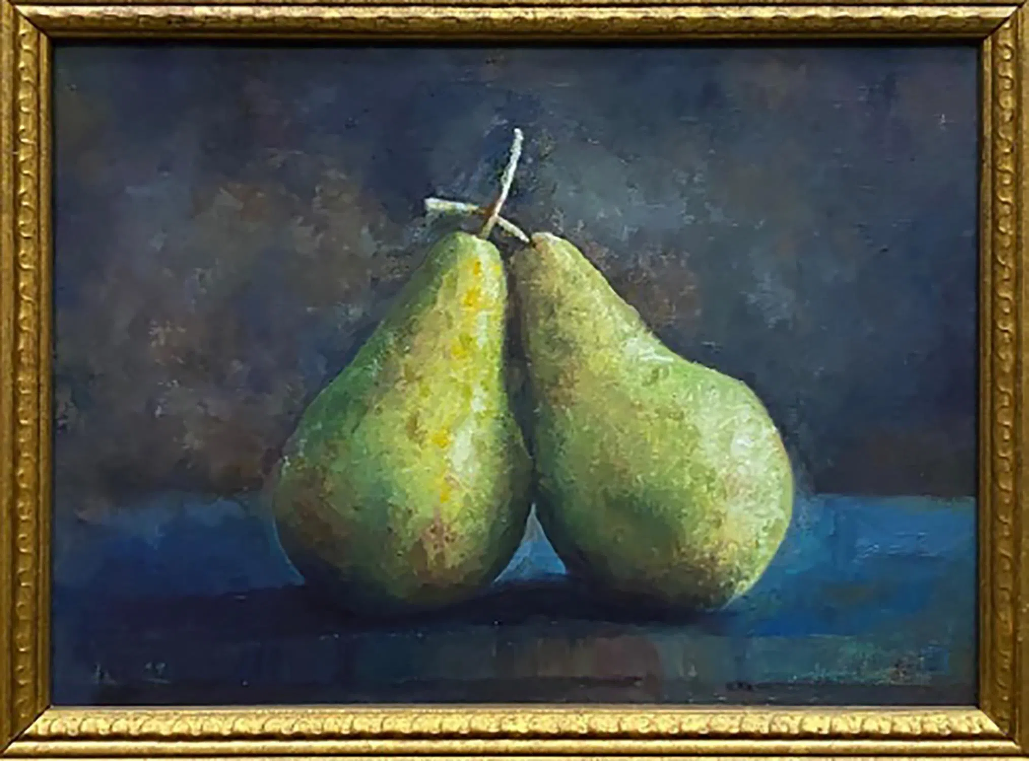 魏巨川描绘梨子的静物油画。（魏巨川提供）