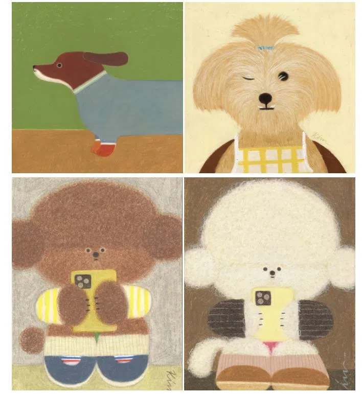 金承妍擅长以柔和色调的彩色铅笔勾勒出可爱动物模样。（取自社媒）