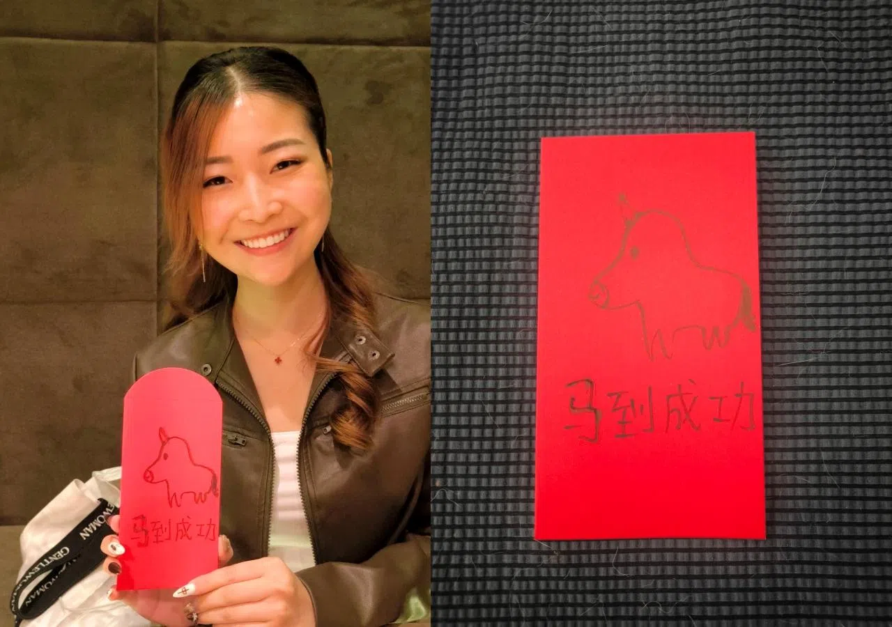 新人李静彦原本想画独角兽，最后却画成了猪，被电影里的搭档徐绮调侃。（钟雁龄摄）