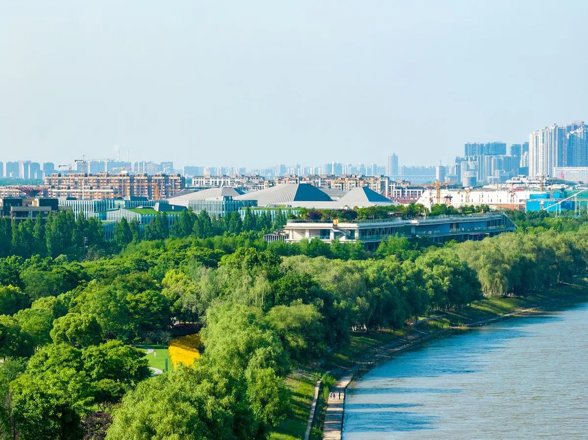 绿荫丛中的商办。（吴慧摄）