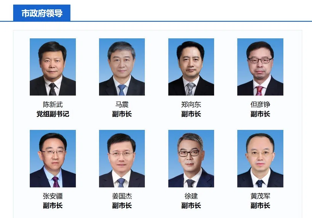重庆市政府官网本周更新“市政府领导”栏目，显示原本在七名副市长中排名第四的马震，目前排名已跃升至第一，仅次于身为中共党组副书记的陈新武。（重庆市政府官网）