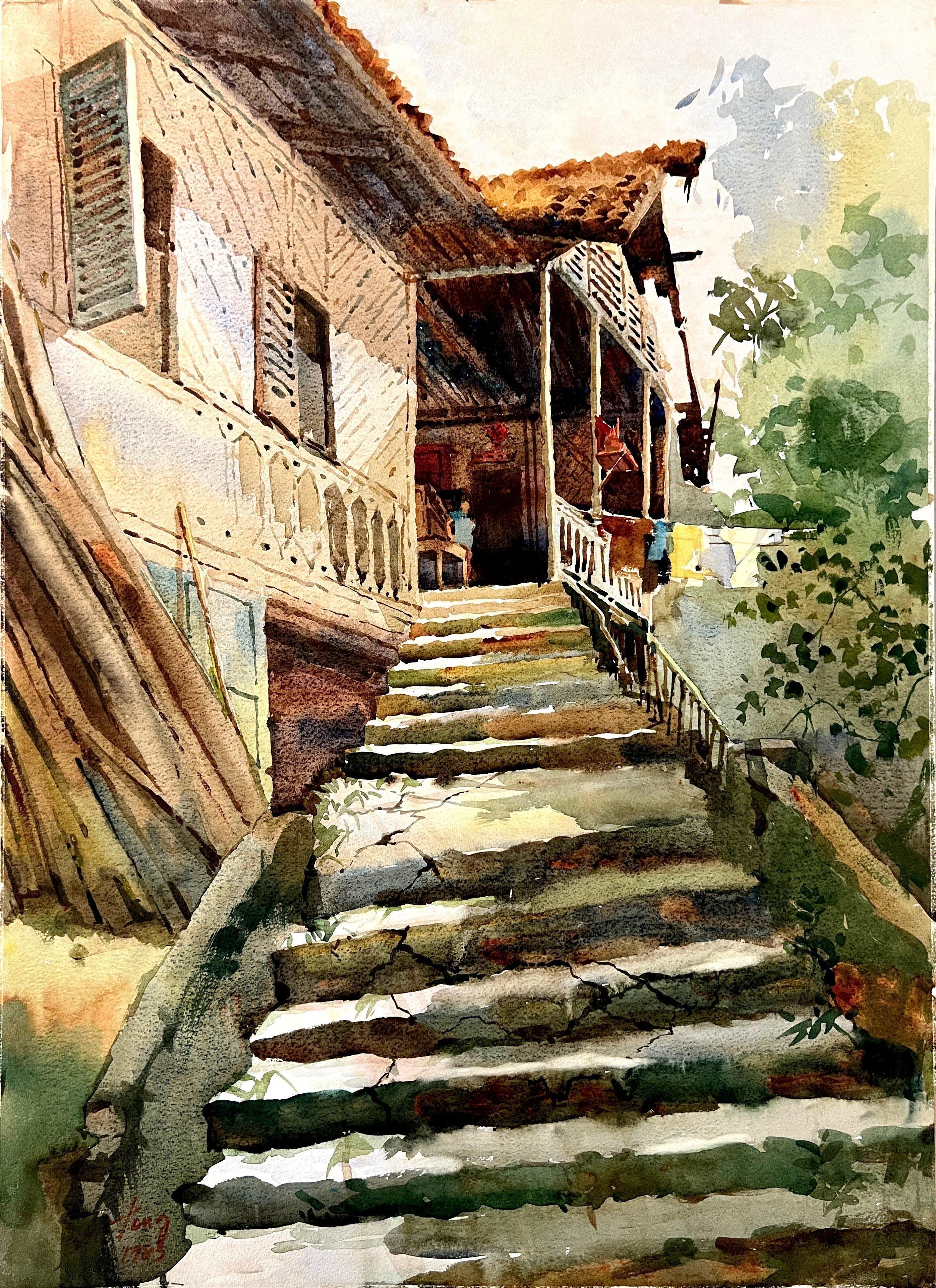 童振狮水彩画《老房子》（1983）。（集菁艺社提供）