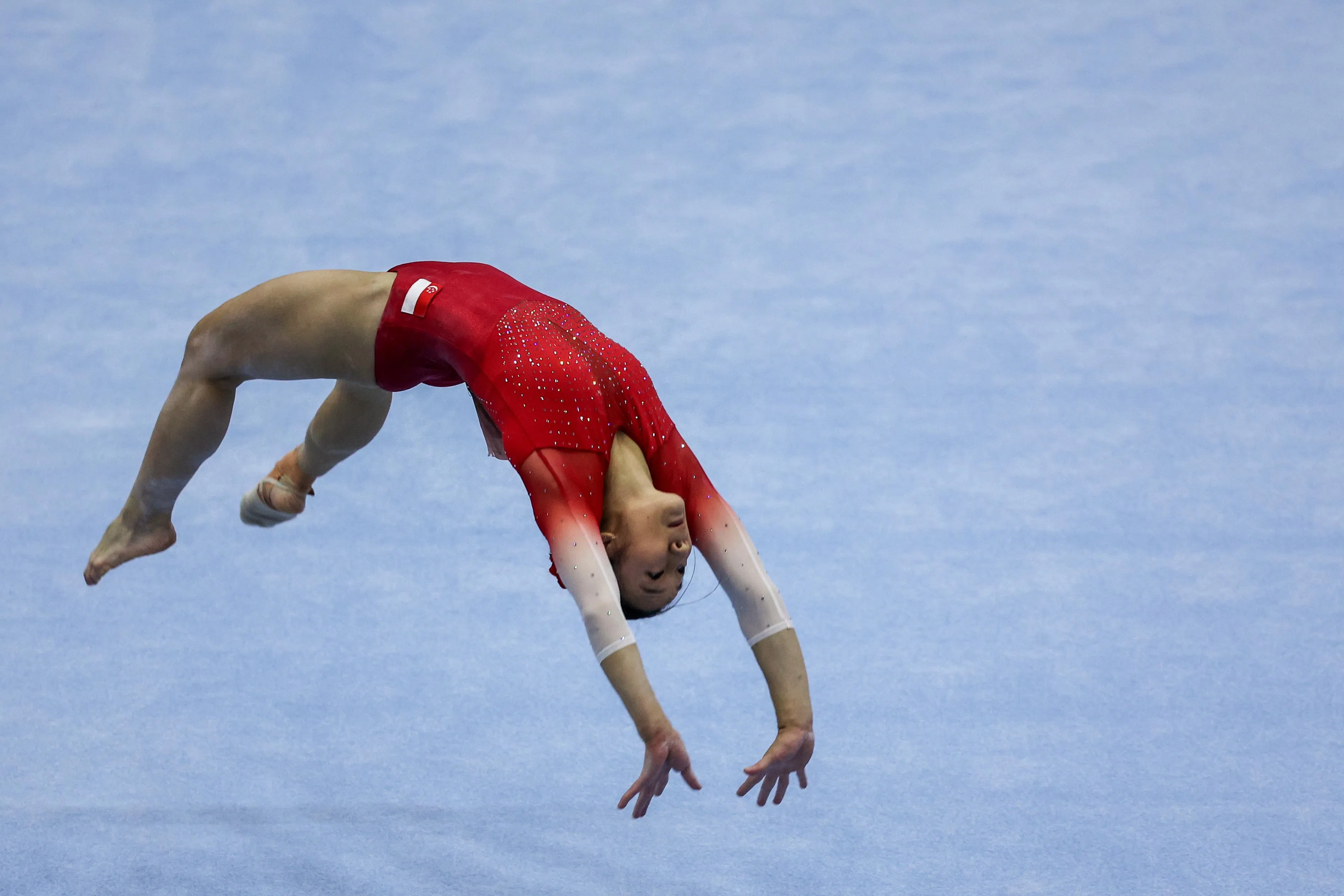 叶恩琳在女子自由体操决赛排名第二，表现不俗。（白艳琳摄）