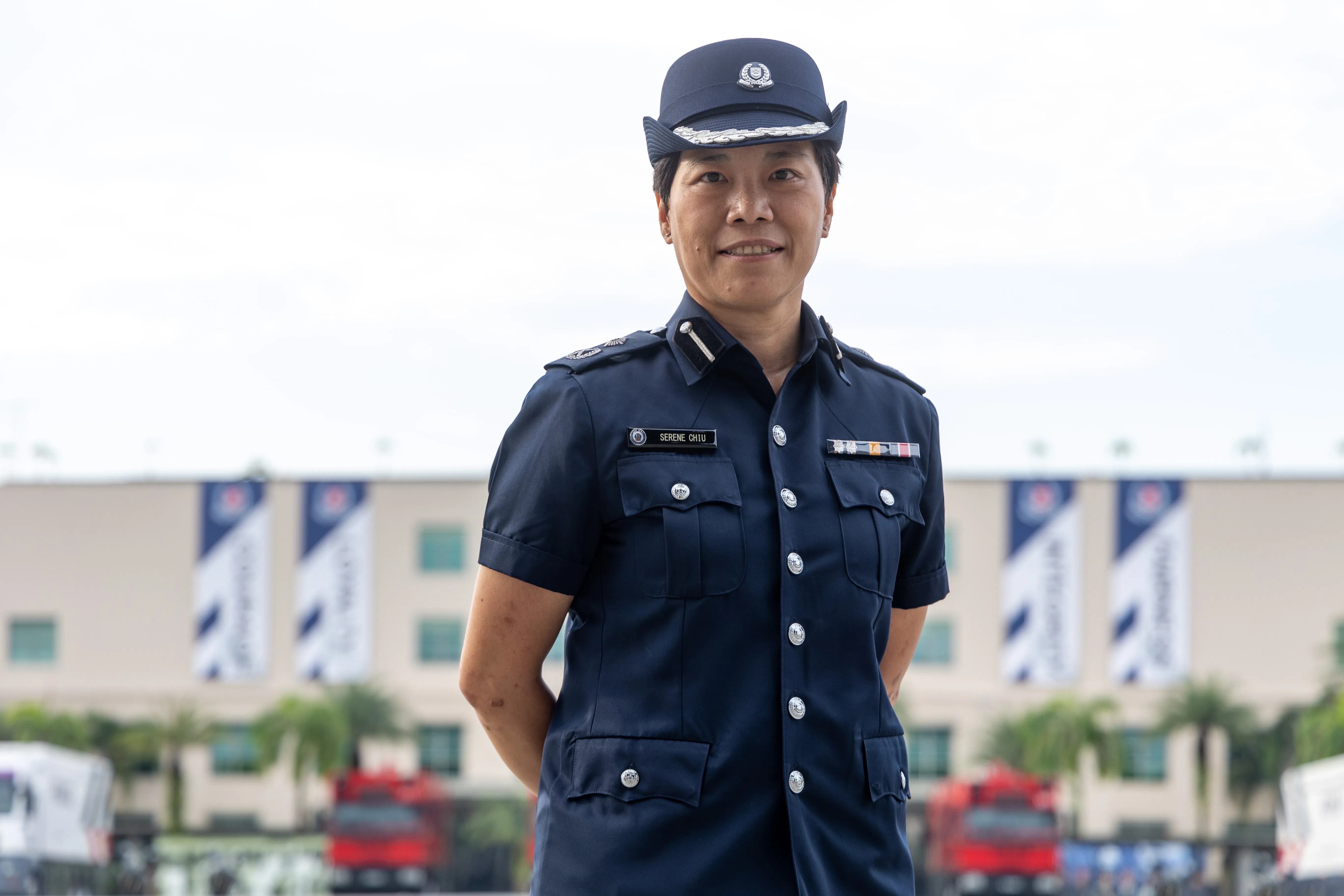 金文泰警署署长周利玲助理警察总监说，她对警署维持高水准的表现感到骄傲，并感谢警员们付出的努力。（关俊威摄）