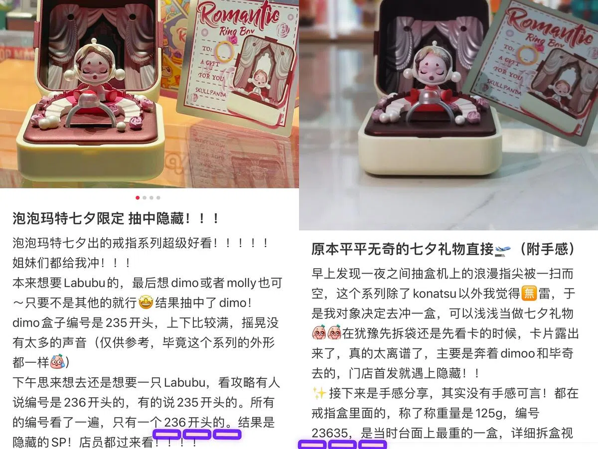 某些系列的款式和隐藏都有编码（截图自小红书用户“大脑门和大耳朵”、“33不是珊珊”）。