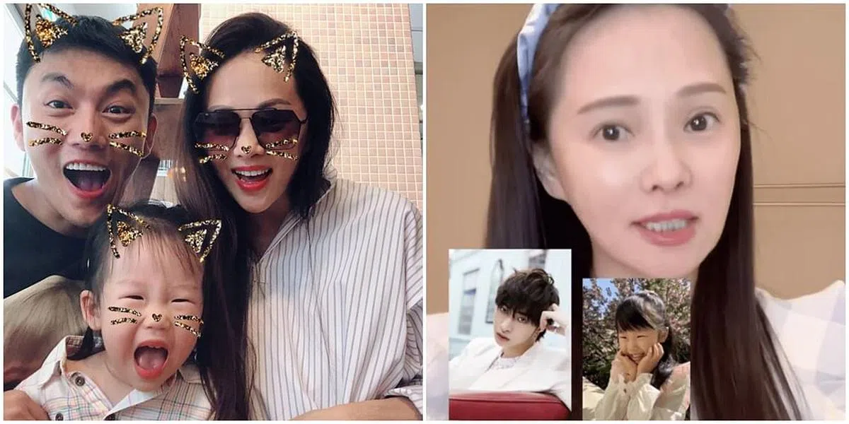 伊能静（左图右一）和丈夫秦昊与小米粒早期曾公开合照。去年底，伊能静晒一对儿女的照片（右图）。（微博）