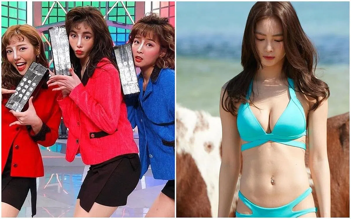 舒子晨（左图中）经常不计形象演出，也不时在社媒分享清凉照。（取自艺人IG）