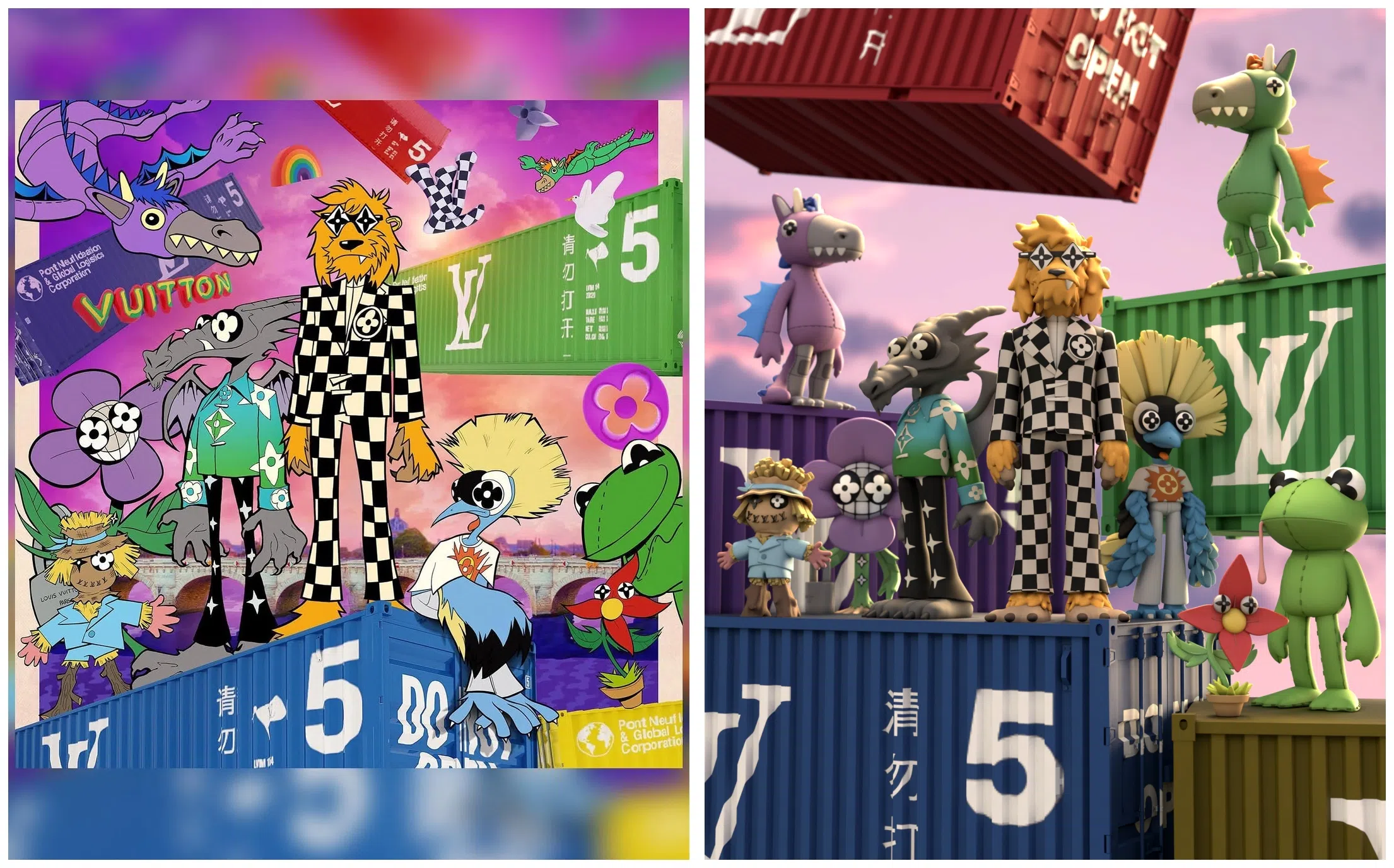 吴世民将Louis Vuitton的“Zoom with Friends”系列，平面海报做成立体。（取自受访者社媒）