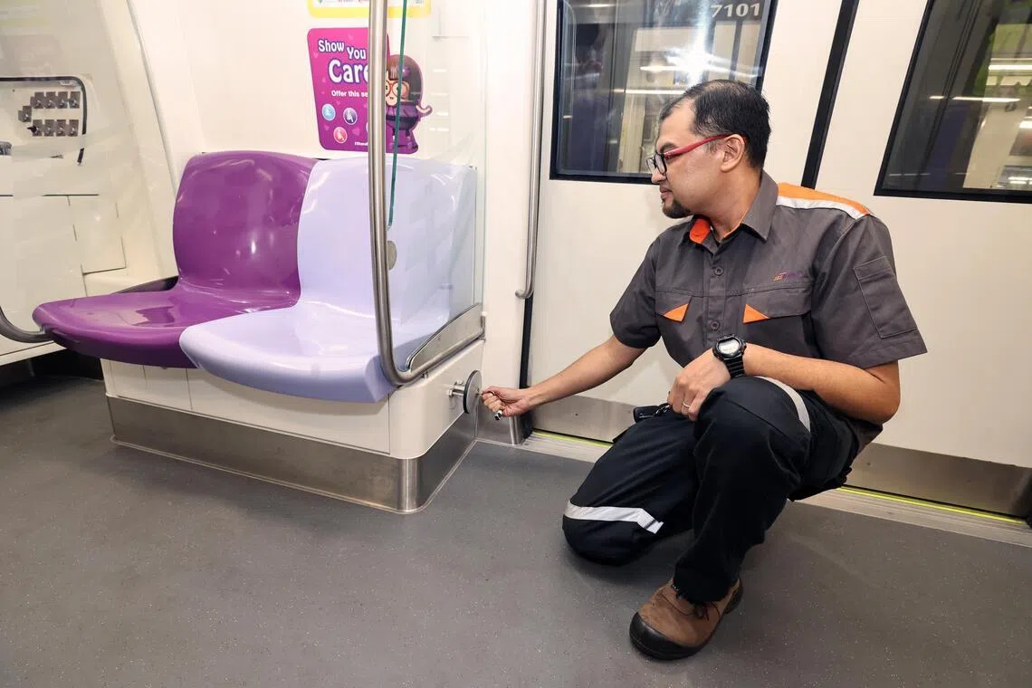 隔离阀门设在列车内，救援行动可更安全也更快地操作，无须像以前走到轨道才能操作隔离阀，让救援列车与抛锚列车连接。（周国威摄）