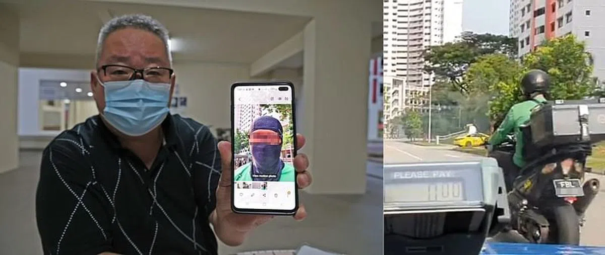 林庆辉指，电单车骑士切换跑道时差点撞上他的德士。（吴伟国摄/受访者提供）