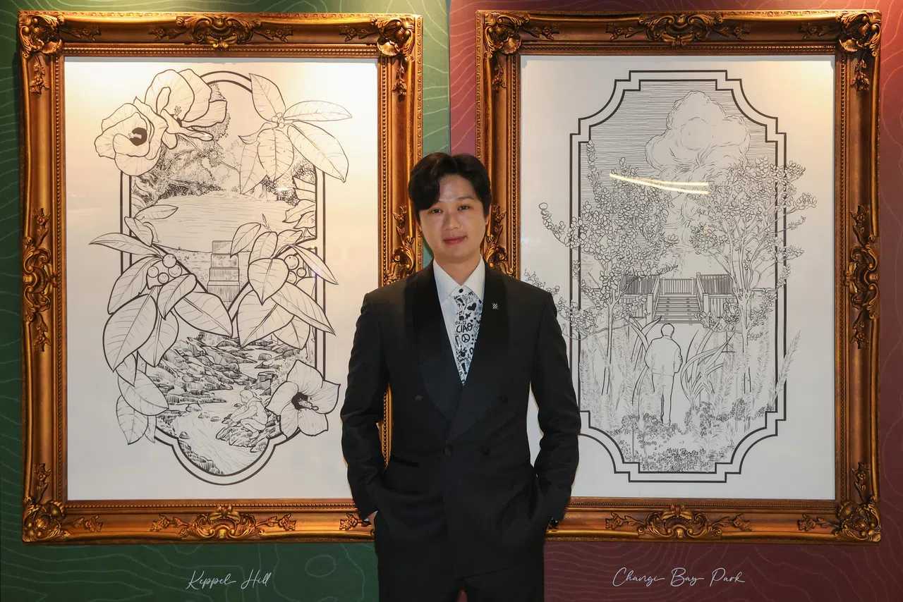 陈熙为迷你画展创作六幅具本地代表性的黑白素描。（档案照片）